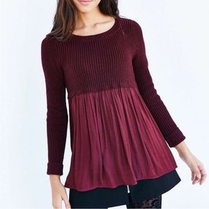 UO Kimchi Blue Burgundy Babydoll Swing Sweater • Size XS